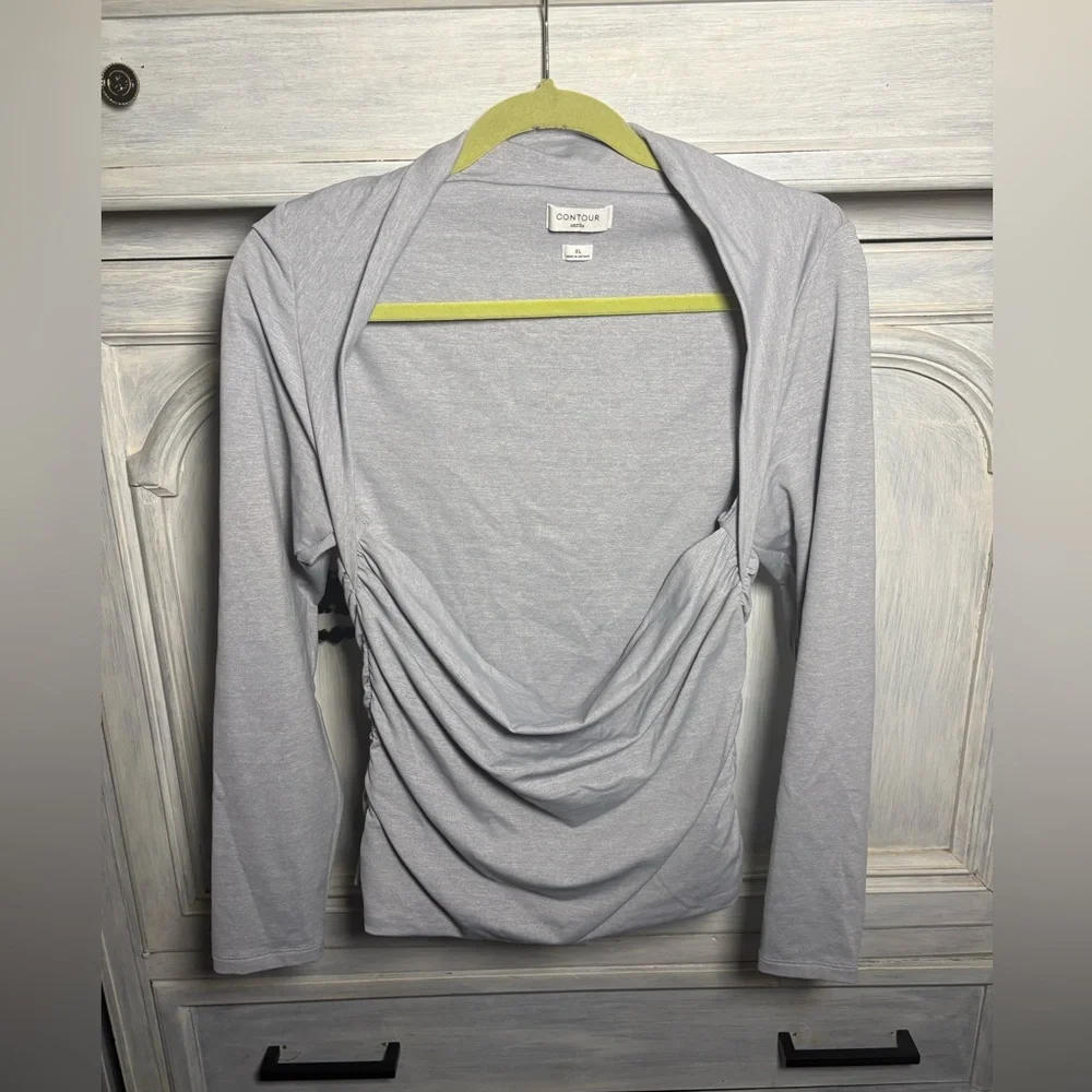 Aritzia Contour Flourish Longsleeve Top Chrome Ruched Flattering Smoothing - Picture 6 of 11